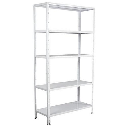 Kovový regál, základní, 188 x 100 x 40 cm, 325 kg, 5 polic, bílý