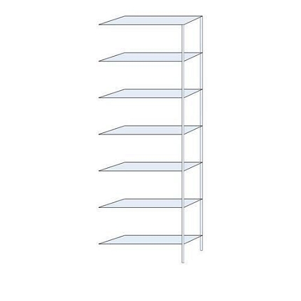 Kovový regál Ogmios, přístavbový, 300 x 100 x 30 cm, 2 300 kg, 7 polic, 250 kg/police, pozink