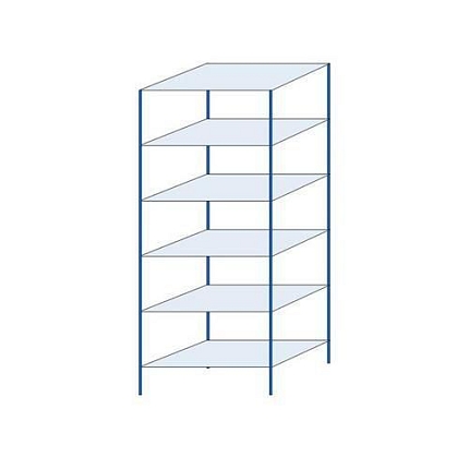 Kovový regál Herkules, základní, 250 x 100 x 60 cm, 780 kg, 6 polic, modrý