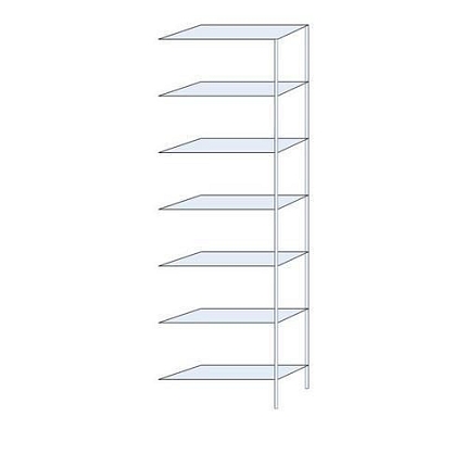 Kovový regál Perun, přístavbový 300 x 90 x 32 cm, 1 960 kg, 7 polic, pozink