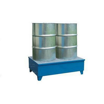 Kovová záchytná vana s roštem, integrované nohy, pro 2 sudy, lakovaná