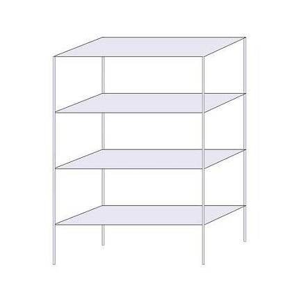 Drátěný regál Hefaistos, základní, 180 x 121,3 x 46 cm, 200 kg, 4 police, stříbrný