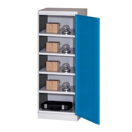 Kovová dílenská skříň, 199 x 60 x 60 cm, šedá/modrá
