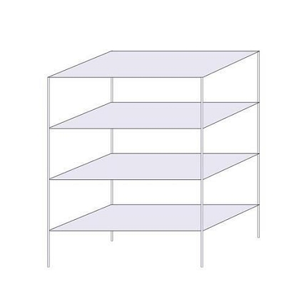 Drátěný regál Hefaistos, základní, 160 x 121,3 x 61 cm, 200 kg, 4 police, stříbrný