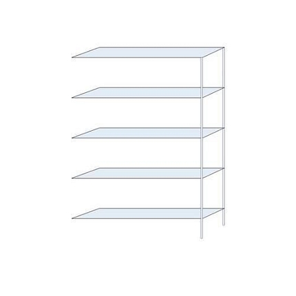 Kovový regál Tauret, přístavbový 200 x 130 x 30 cm, 1 200 kg, 5 polic, pozink