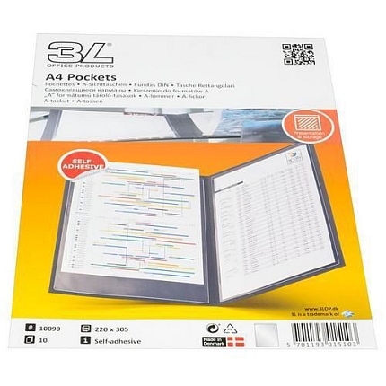 Informační kapsa 3L Office A4, samolepicí, 10 ks