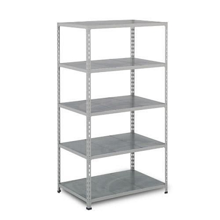 Kovový regál Rapid 2, 198 x 91,5 x 36,5 cm, 135 kg/police, 5 ocelových panelů, pozink