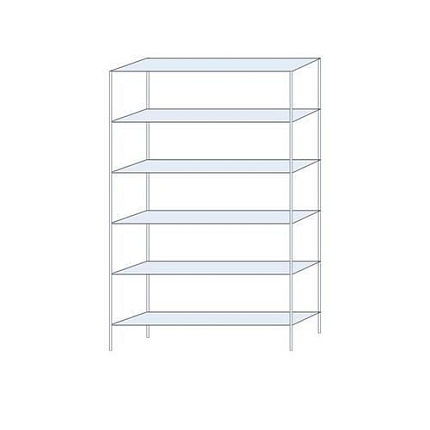 Kovový regál Perun, základní, 250 x 150 x 32 cm, 870 kg, 6 polic, pozink