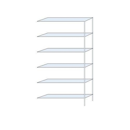 Kovový regál Taranis, přístavbový, 250 x 130 x 30 cm, 980 kg, 6 polic, stříbrný