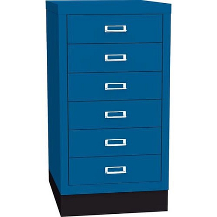 Jednořadá kovová kartotéka A3 Esk, 6 zásuvek, modrá