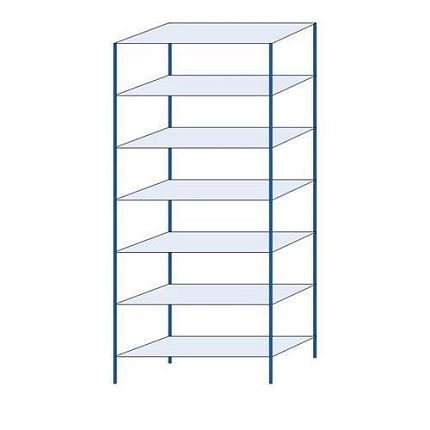 Kovový regál Herkules, základní, 300 x 130 x 50 cm, 1330 kg, 7 polic, modrý