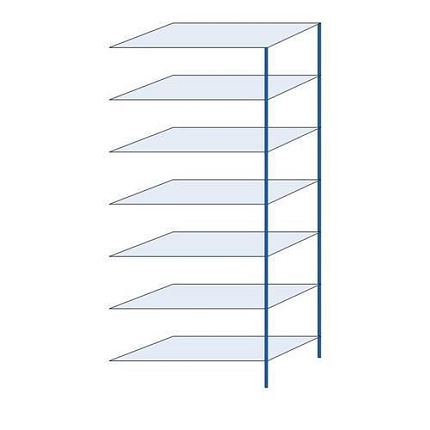 Kovový regál Herkules, přístavbový, 300 x 130 x 60 cm, 1050 kg, 7 polic, modrý