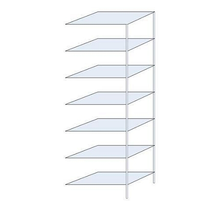 Kovový regál Ogmios, přístavbový, 300 x 100 x 60 cm, 2 300 kg, 7 polic, 250 kg/police, pozink