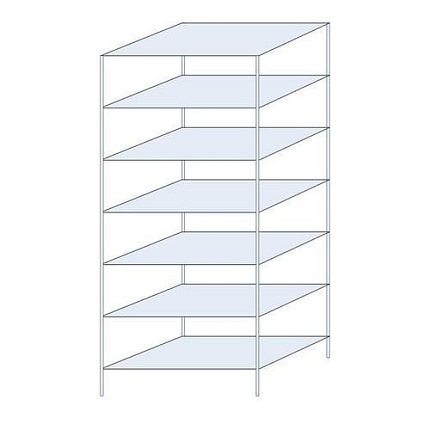 Kovový regál Ogmios, základní, 300 x 130 x 80 cm, 2 300 kg, 7 polic, 250 kg/police, pozink