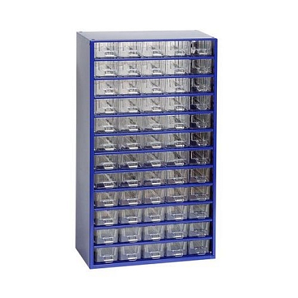 Kovový organizér, 60 zásuvek, modrý