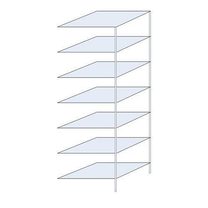 Kovový regál Ogmios, přístavbový, 300 x 100 x 80 cm, 2 300 kg, 7 polic, 150 kg/police, pozink