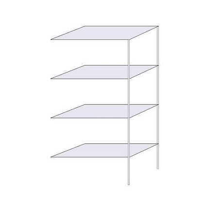 Drátěný regál Hefaistos, přístavbový, 180 x 90,7 x 46 cm, 200 kg, 4 police, stříbrný