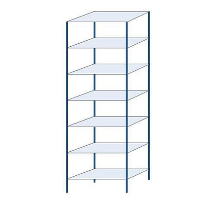 Kovový regál Herkules, základní, 300 x 100 x 50 cm, 1050 kg, 7 polic, modrý