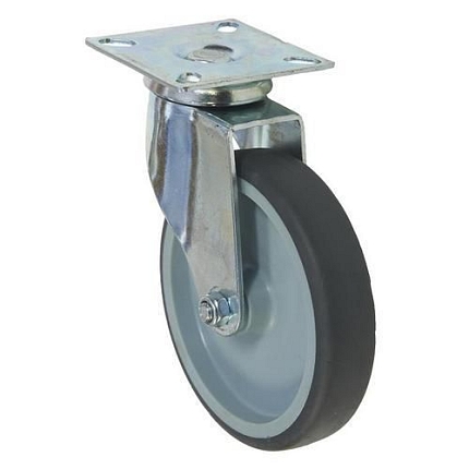 Gumové přístrojové kolo s přírubou, průměr 125 mm, otočné, kluzné ložisko