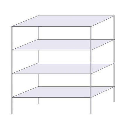 Drátěný regál Hefaistos, základní, 180 x 152 x 61 cm, 200 kg, 4 police, stříbrný