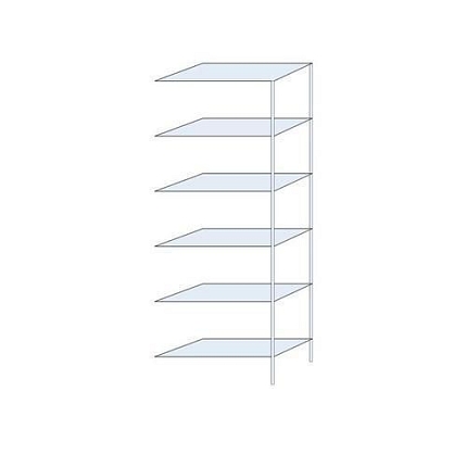 Kovový regál Perun, přístavbový 250 x 90 x 40 cm, 1 410 kg, 6 polic, pozink