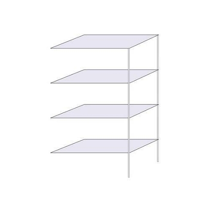 Drátěný regál Hefaistos, přístavbový, 160 x 90,7 x 46 cm, 200 kg, 4 police, stříbrný