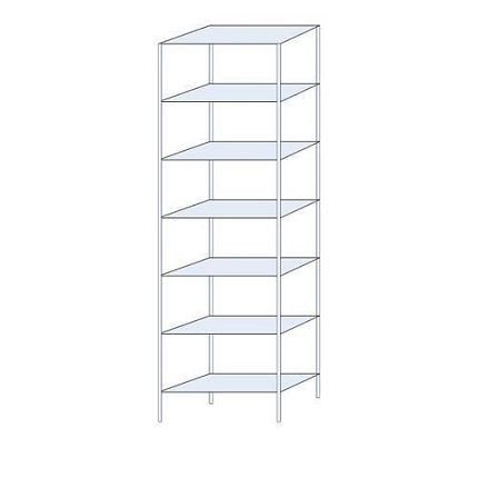 Kovový regál Perun, základní 300 x 90 x 40 cm, 1 645 kg, 7 polic, pozink