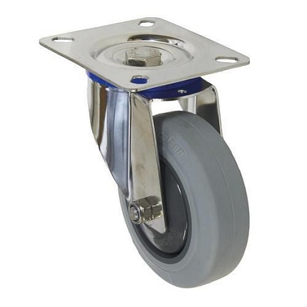 Gumové transportní kolo s přírubou, průměr 100 mm, otočné, valivé ložisko