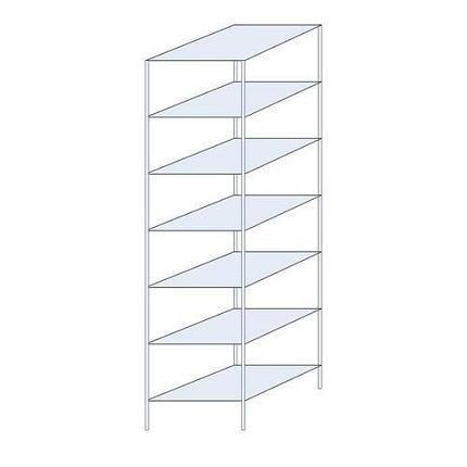 Kovový regál Taranis, základní, 300 x 75 x 80 cm, 1 200 kg, 7 polic, stříbrný