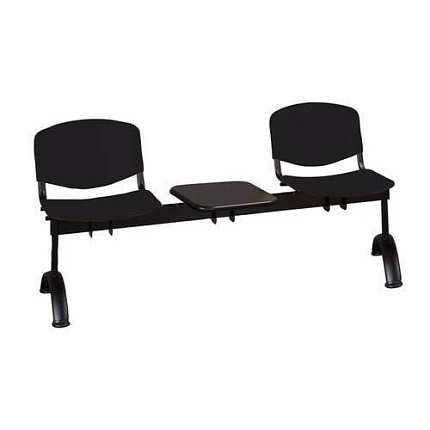 Lavice ISO Plast, dvoumístná se stolkem, černá