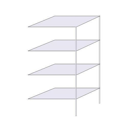 Drátěný regál Hefaistos, přístavbový, 180 x 90,7 x 61 cm, 200 kg, 4 police, stříbrný