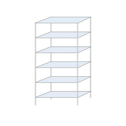 Kovový regál Perun, základní, 250 x 120 x 50 cm, 1 230 kg, 6 polic, pozink