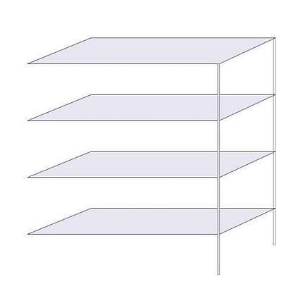 Drátěný regál Hefaistos, přístavbový, 180 x 152 x 61 cm, 200 kg, 4 police, stříbrný