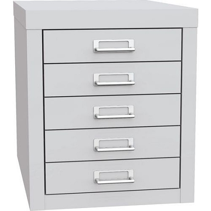 Jednořadá kovová kartotéka A4 Esk, 5 zásuvek, šedá