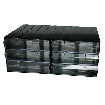 Modulový organizér PS, 6 zásuvek, černý/transparentní