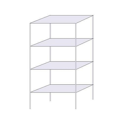 Drátěný regál Hefaistos, základní, 180 x 90,7 x 46 cm, 200 kg, 4 police, stříbrný