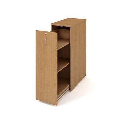 Přístavbová střední skříň, 117,7 x 40 x 80 cm, výsuvná se dvěma policemi - levé provedení, dezén buk