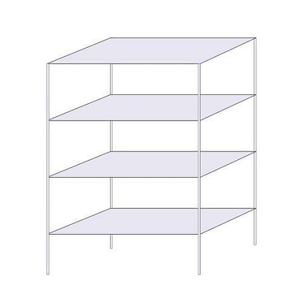 Drátěný regál Hefaistos, základní, 180 x 121,3 x 61 cm, 200 kg, 4 police, stříbrný