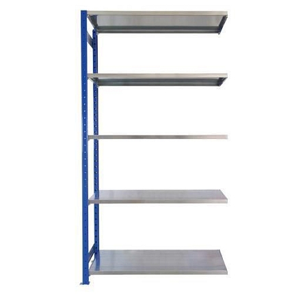 Kovový regál Herkules, přístavbový, 200 x 100 x 40 cm, 800 kg, 5 polic, modrý