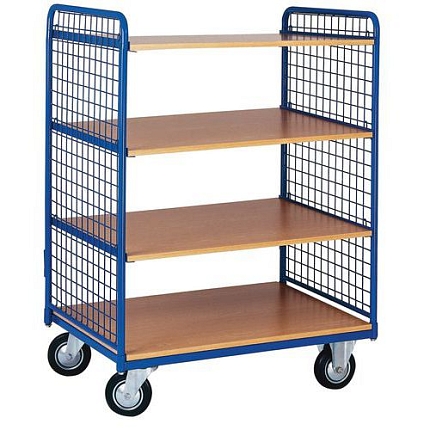 Vysoký policový vozík s bočnicemi do 200 kg, 4 police