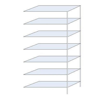 Kovový regál Perun, přístavbový, 300 x 150 x 60 cm, 1 015 kg, 7 polic, pozink