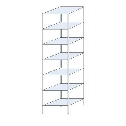 Kovový regál Taranis, základní, 300 x 75 x 60 cm, 1 200 kg, 7 polic, stříbrný