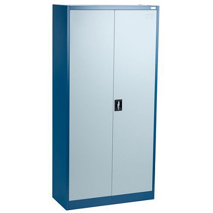 Kovová dílenská skříň, 185 x 90 x 40 cm, šedá/modrá - Manutan Expert