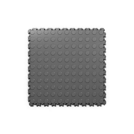 Zátěžová podlaha Fortelock Industry Ultra, dezén penízky, dlaždice, tmavě šedá