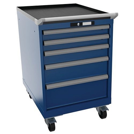Mobilní dílenská zásuvková skříň LISTA, 564x725x890mm, 5 zásuvek, tmavě modrá
