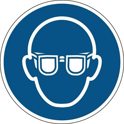 Příkazová bezpečnostní tabulka - Používej ochranné brýle, průměr 31,5 cm