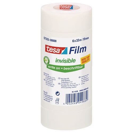 Lepicí páska Tesa Invisible, 19 mm x 33 m, transparentní, 6 ks