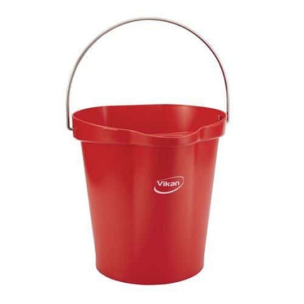 Plastový kbelík s výlevkou, vhodný pro potraviny, 12 l, červená