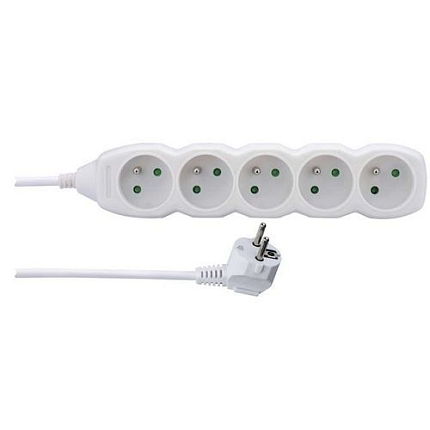 Prodlužovací kabel Emos, 5 zásuvek, bílý, 1,5 m