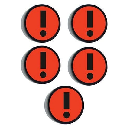 Kulatý magnet s vykřičníkem Smit Visual, červený